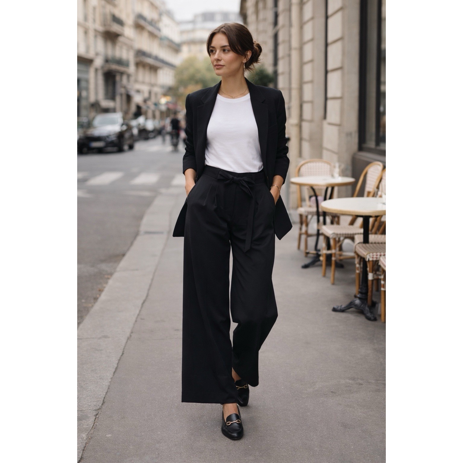 Antonio Melani Pants Women 12 Black Wide Leg Tie Waist Dress Trouser Minimalist